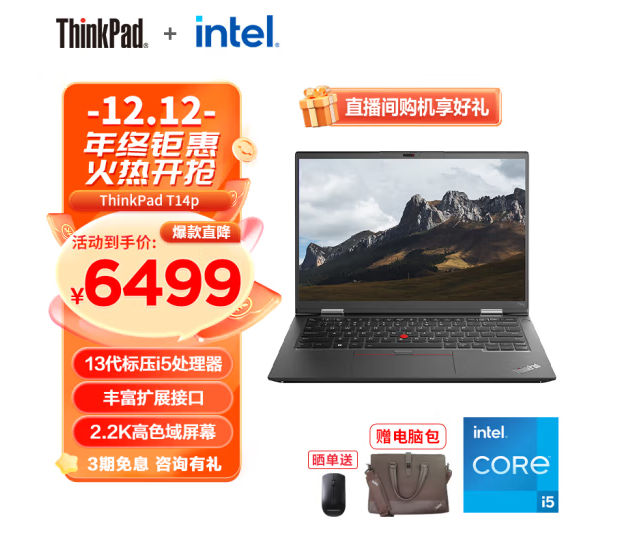 聯想/LENOVO  便攜式計算機   T14p 2023  14英寸便攜式筆記本電腦【i5-13500H】16GB  512GB 00CD